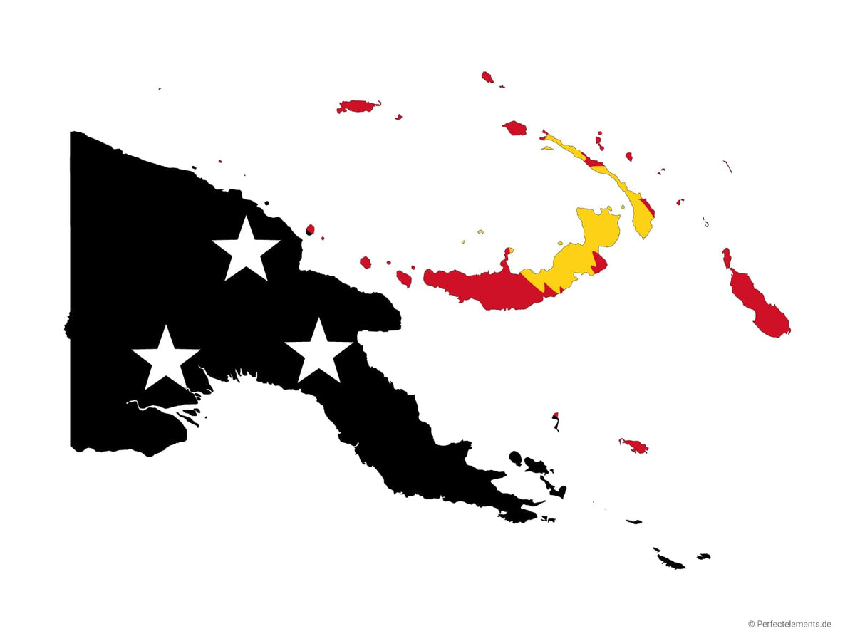 Vektor-Landkarte von Papua-Neuguinea (Flagge)