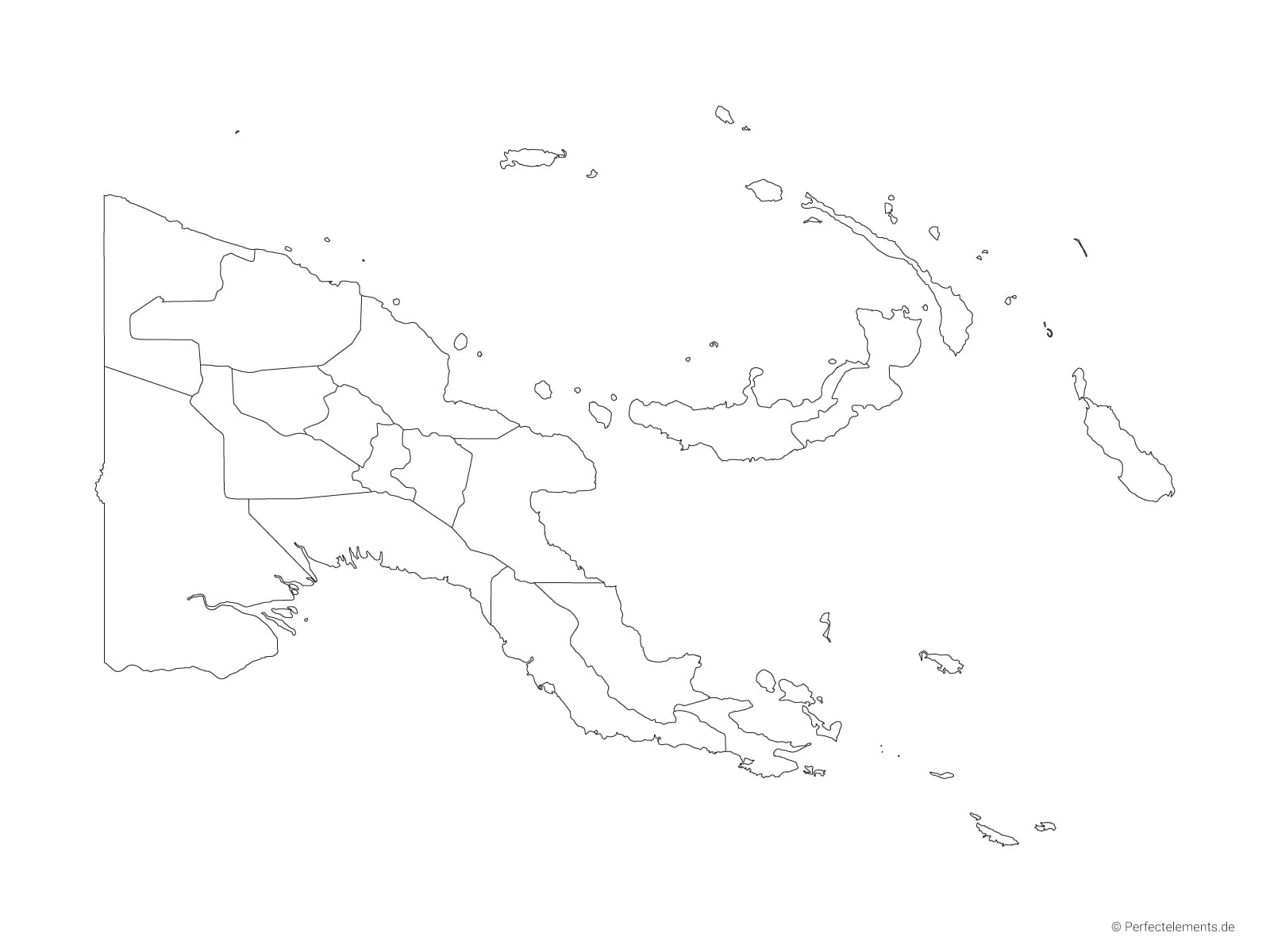 Vektor-Landkarte von Papua-Neuguinea (Outline mit Regionen)