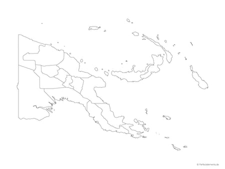 Vektor-Landkarte von Papua-Neuguinea (Outline mit Regionen)