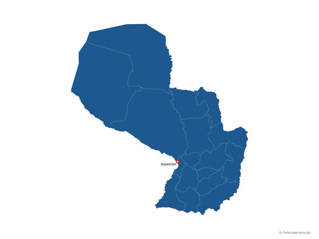 Vektor-Landkarte von Paraguay (Einfarbig mit Hauptstadt und Regionen)