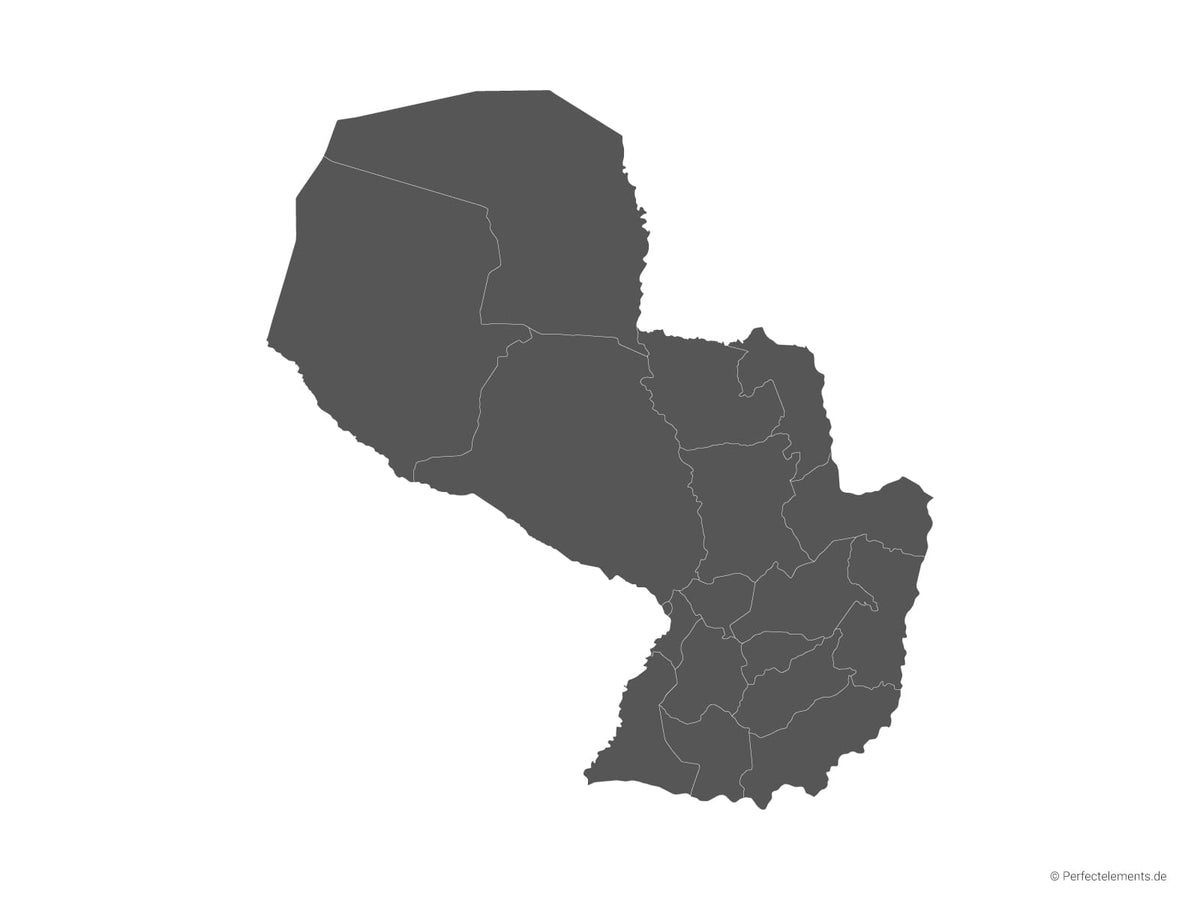 Vektor-Landkarte von Paraguay (Einfarbig mit Regionen)