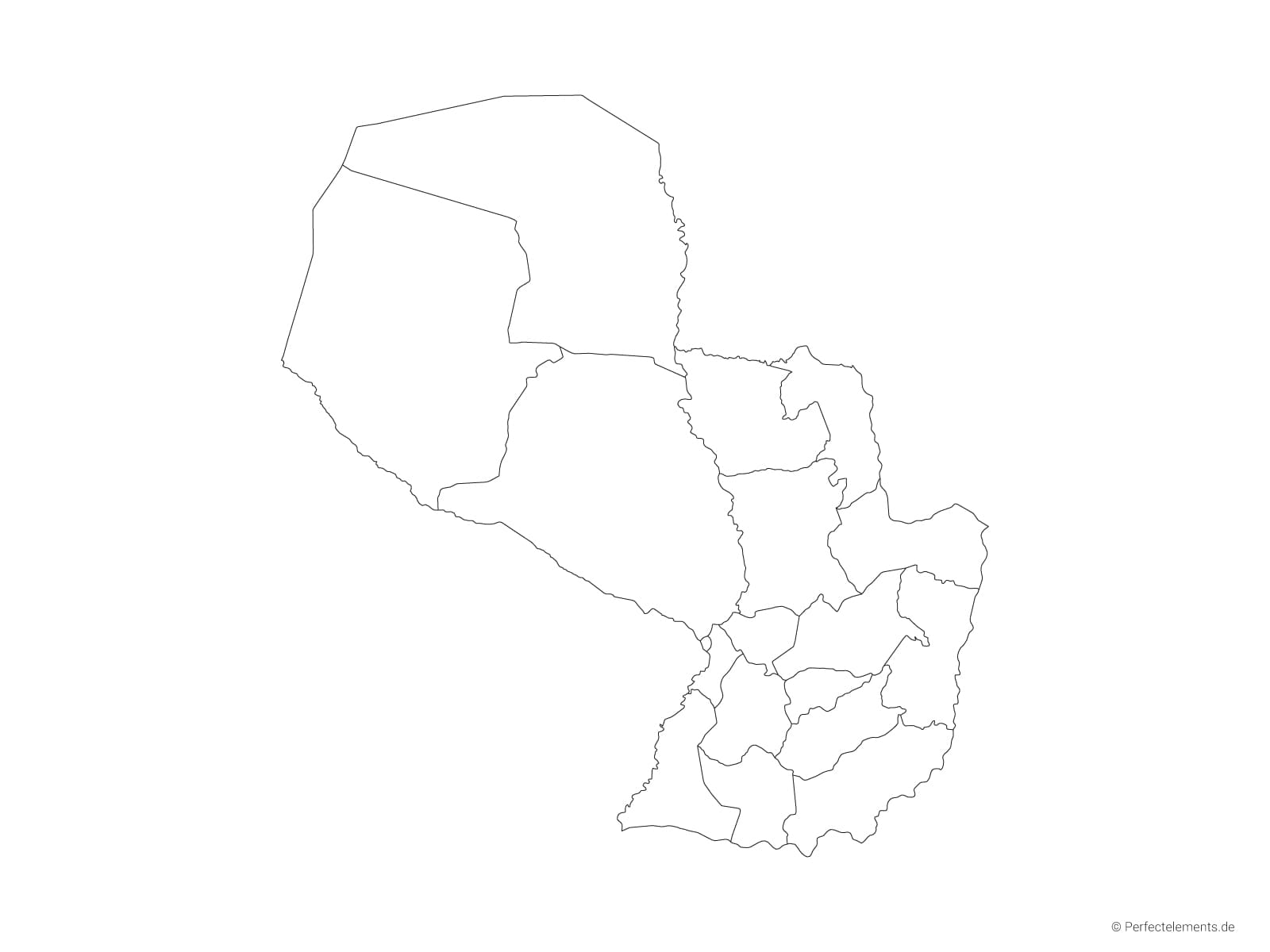 Vektor-Landkarte von Paraguay (Outline mit Regionen)