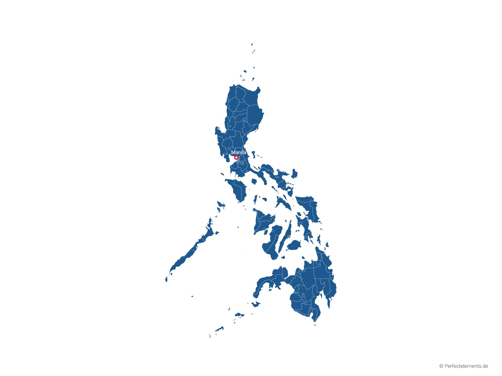 Vektor-Landkarte der Philippinen (Einfarbig mit Hauptstadt und Regionen)