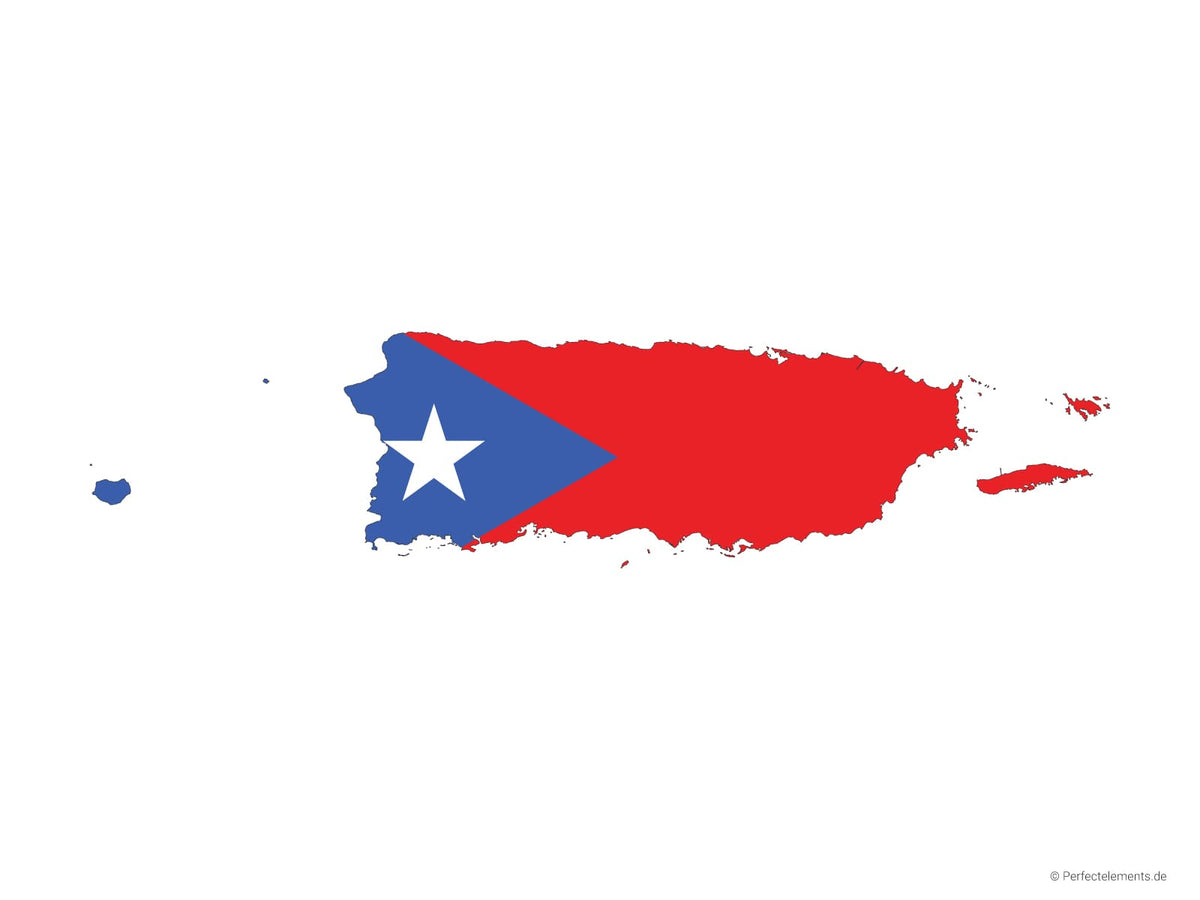 Vektor-Landkarte von Puerto Rico (Flagge)