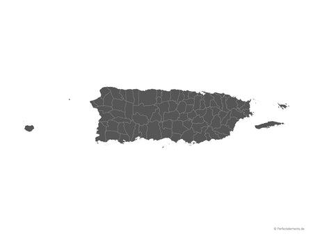 Vektor-Landkarte von Puerto Rico (Einfarbig mit Regionen)