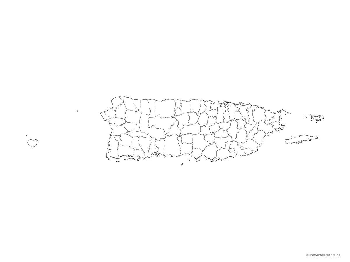 Vektor-Landkarte von Puerto Rico (Outline mit Regionen)