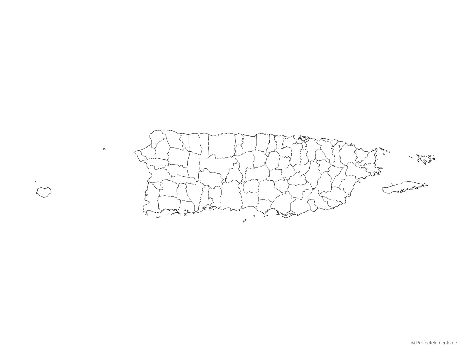 Vektor-Landkarte von Puerto Rico (Outline mit Regionen)