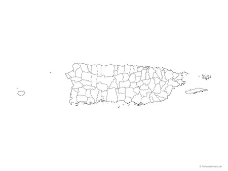 Vektor-Landkarte von Puerto Rico (Outline mit Regionen)