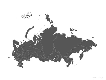 Vektor-Landkarte von Russland (Einfarbig mit Regionen)