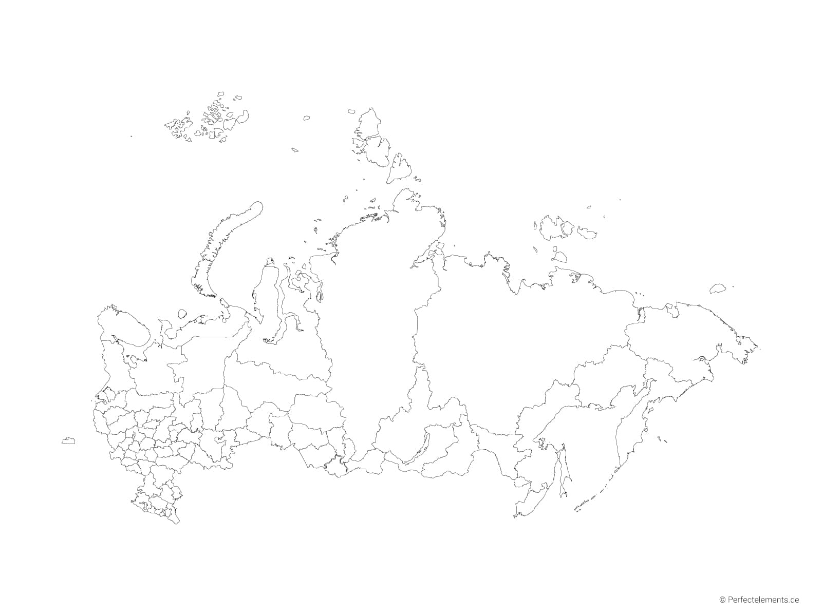 Vektor-Landkarte von Russland (Outline mit Regionen)