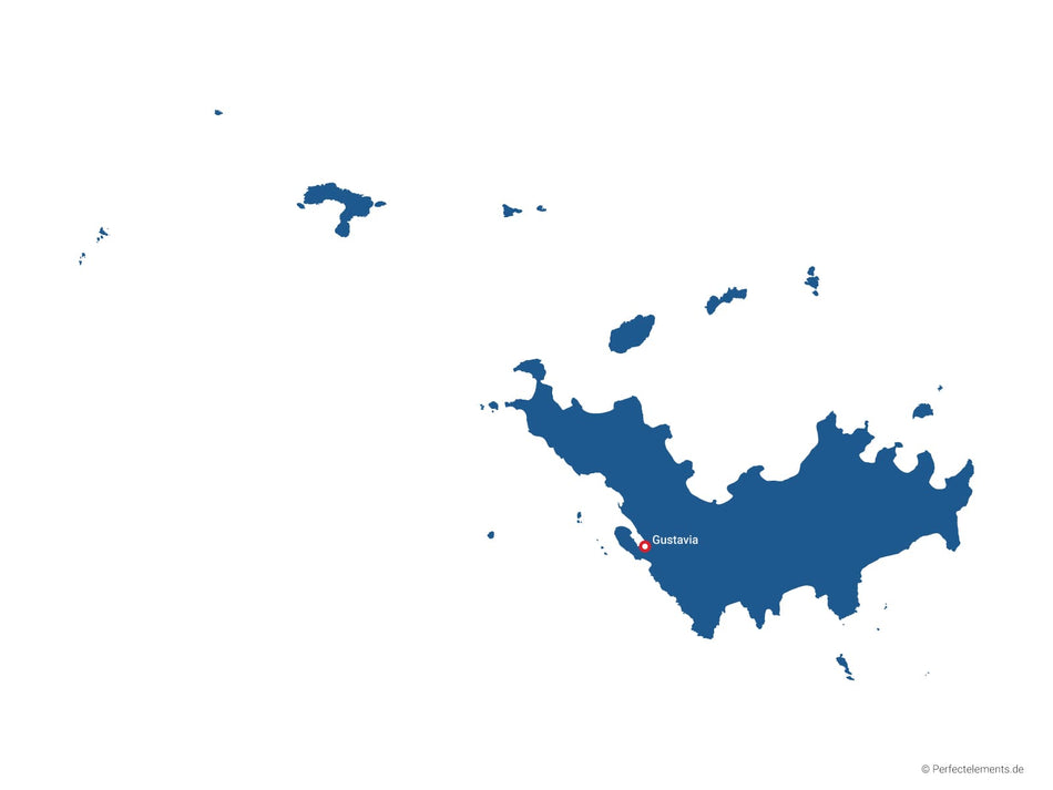 Vektor-Landkarte von Saint-Barthélemy (Einfarbig mit Hauptstadt)