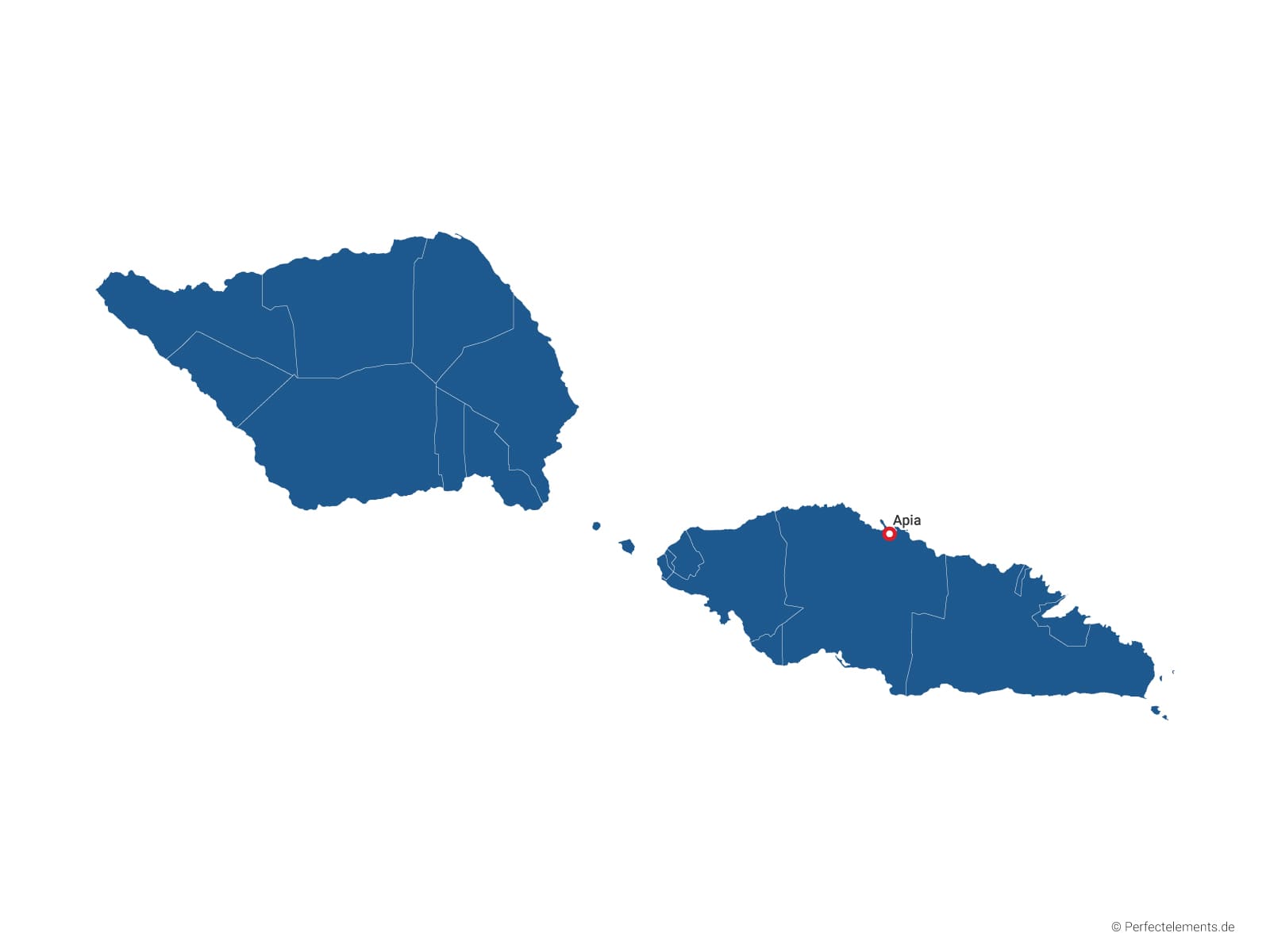 Vektor-Landkarte von Samoa (Einfarbig mit Hauptstadt und Regionen)