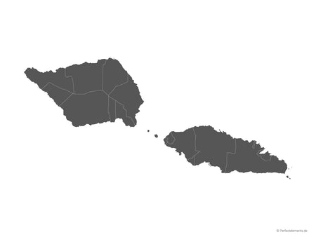 Vektor-Landkarte von Samoa (Einfarbig mit Regionen)