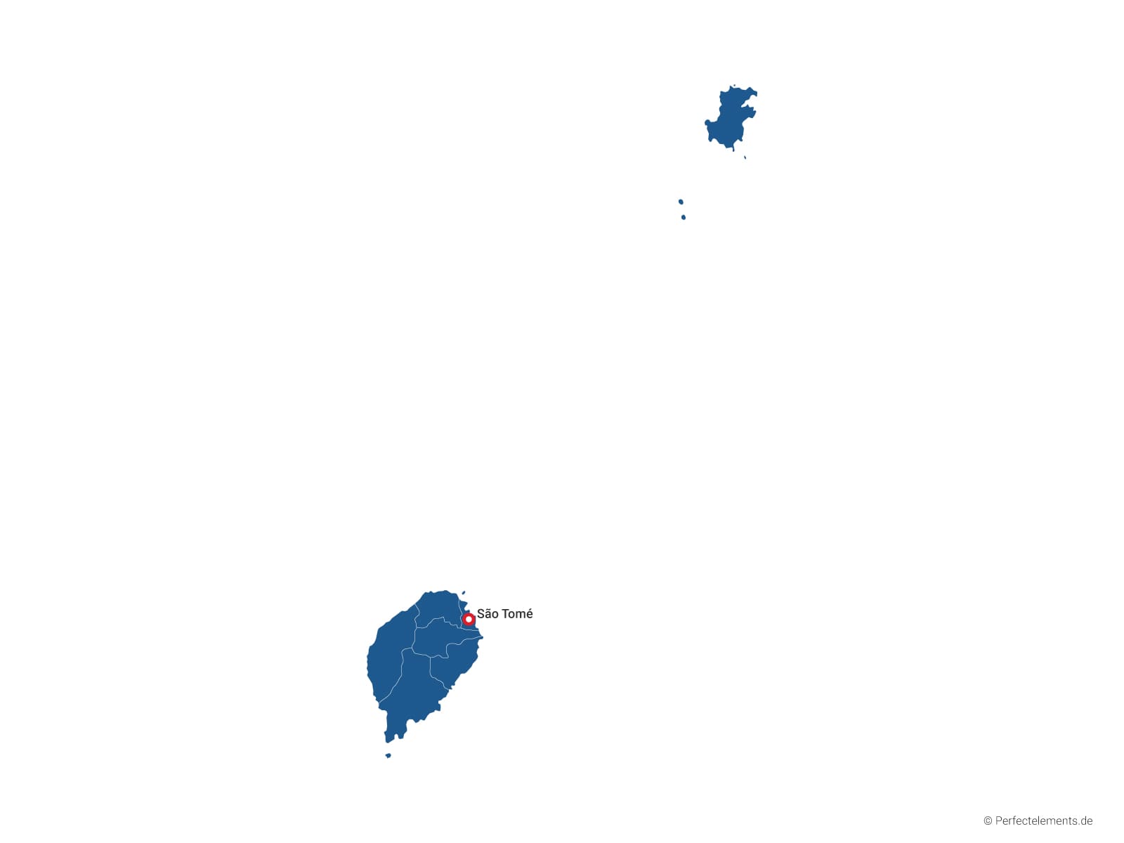 Vektor-Landkarte von São Tomé und Príncipe (Einfarbig mit Hauptstadt und Regionen)