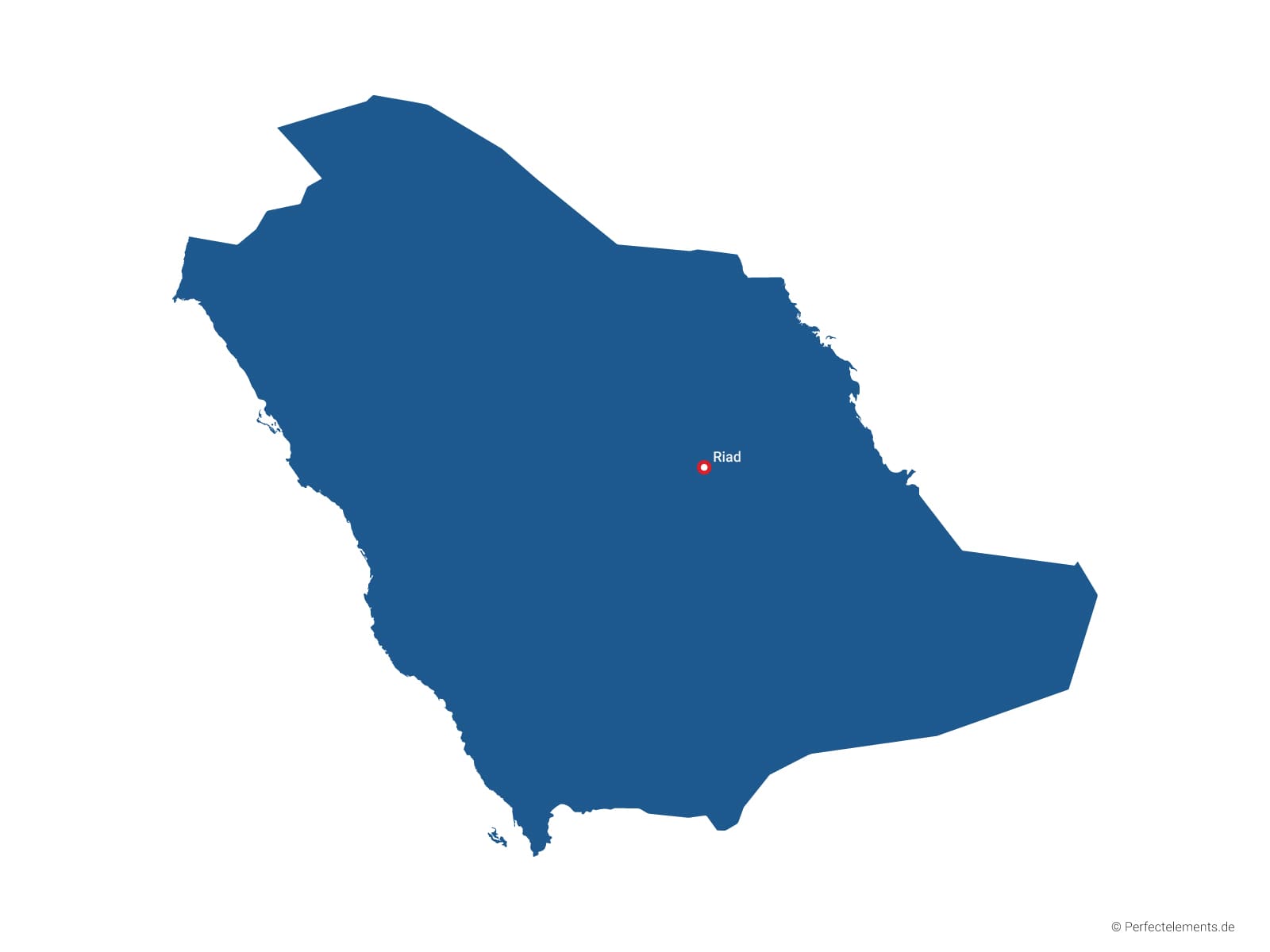 Vektor-Landkarte von Saudi-Arabien (Einfarbig mit Hauptstadt)