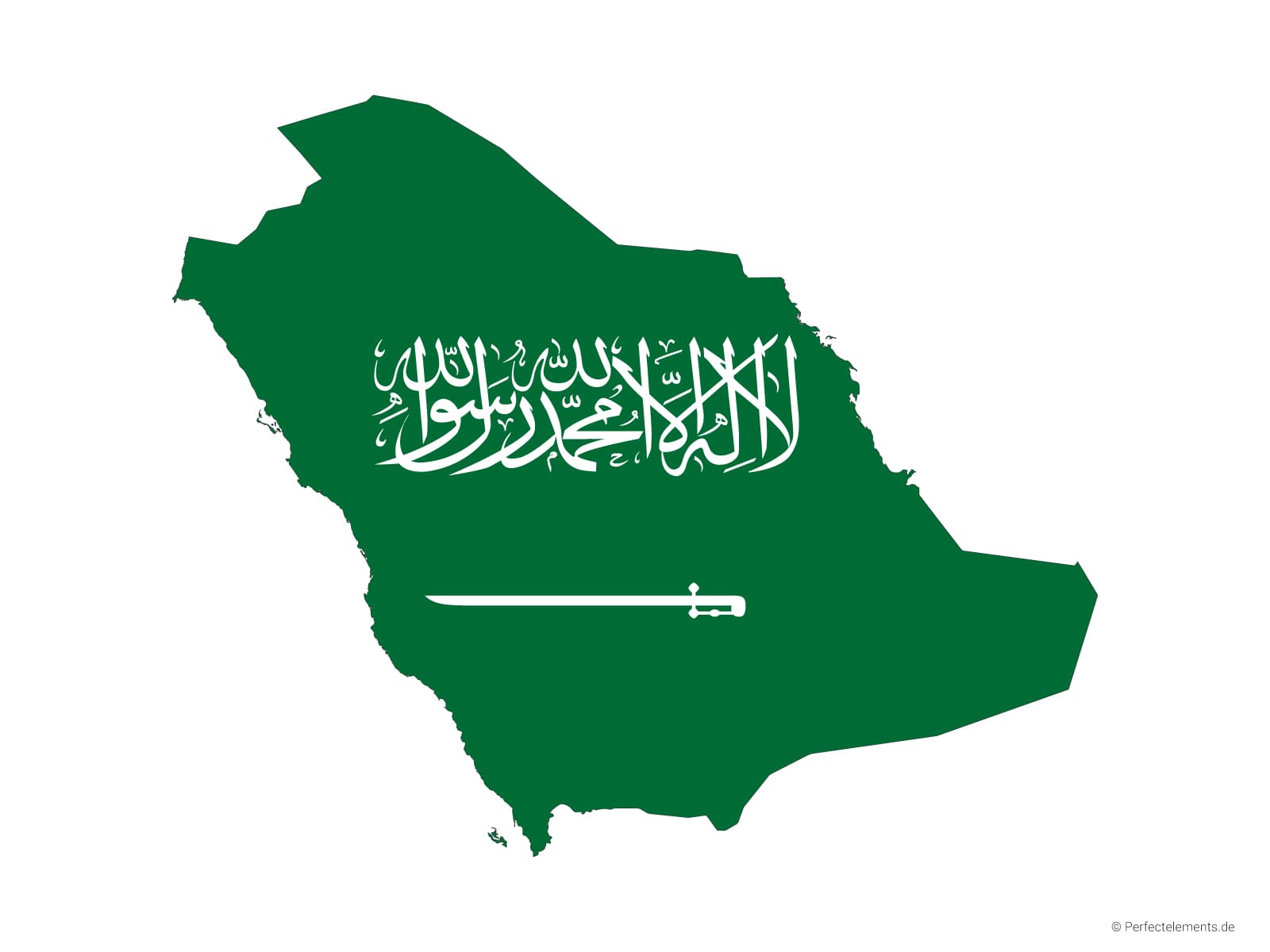 Vektor-Landkarte von Saudi-Arabien (Flagge)