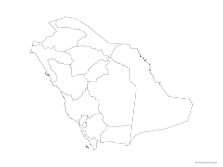 Vektor-Landkarte von Saudi-Arabien (Outline mit Regionen)