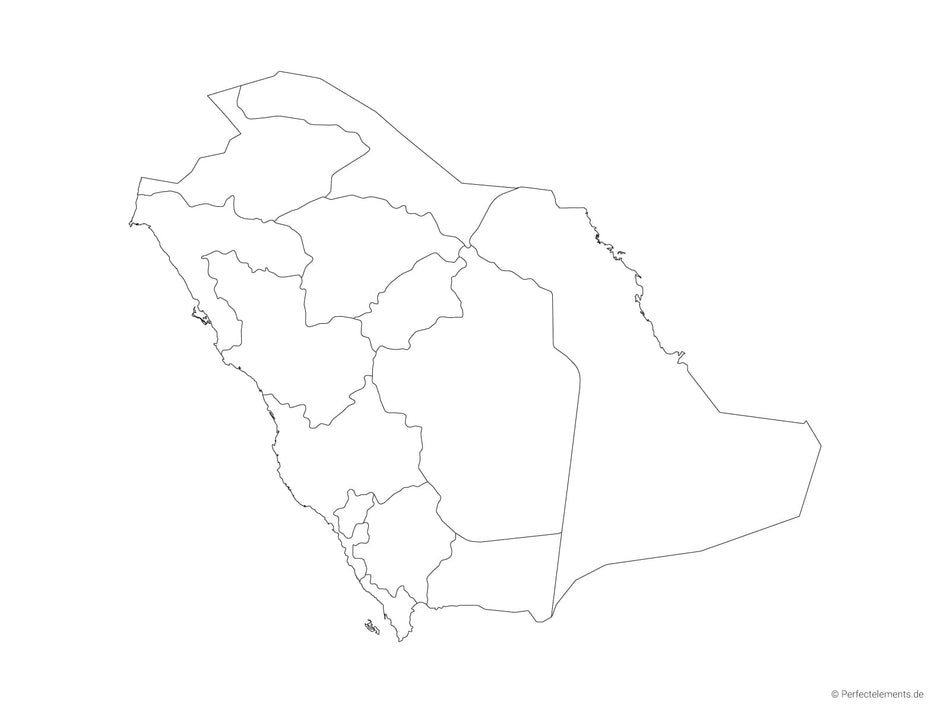 Vektor-Landkarte von Saudi-Arabien (Outline mit Regionen)