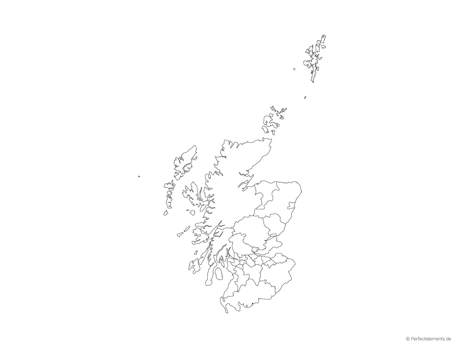 Vektor-Landkarte von Schottland (Outline mit Regionen)