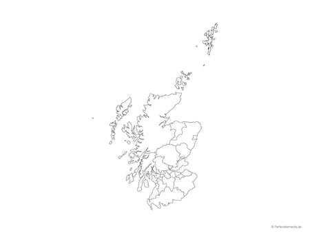 Vektor-Landkarte von Schottland (Outline mit Regionen)