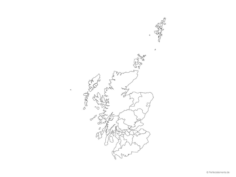 Vektor-Landkarte von Schottland (Outline mit Regionen)