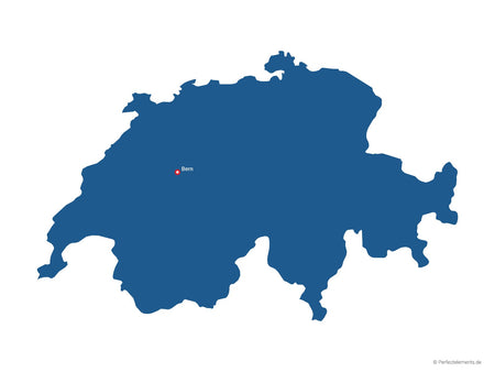 Vektor-Landkarte der Schweiz (Einfarbig mit Hauptstadt)