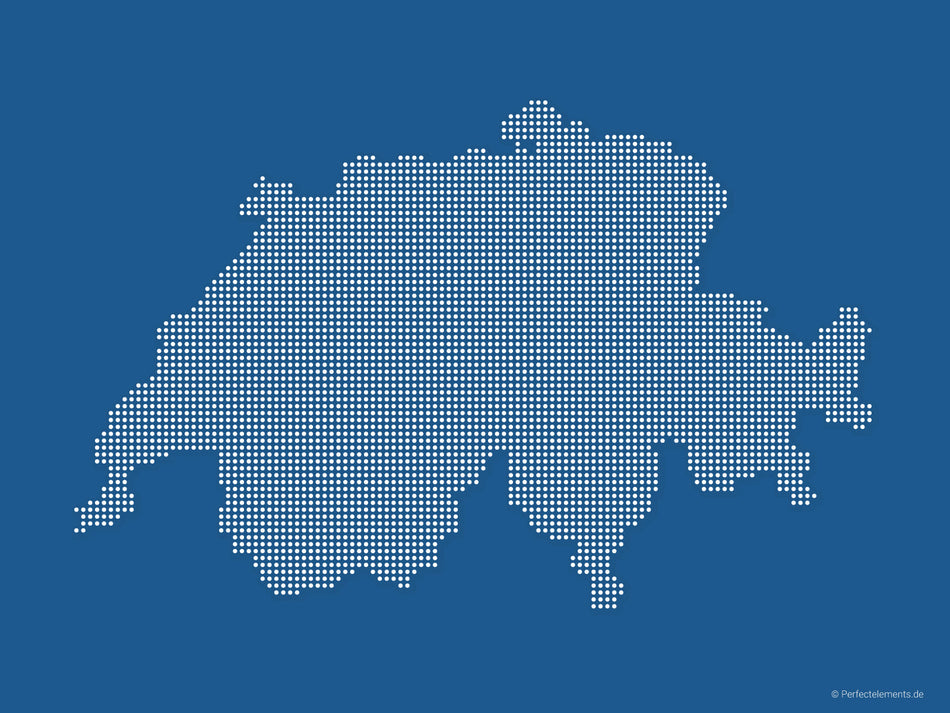 Vektor-Landkarte von Schweiz (Punkte rund, blau)