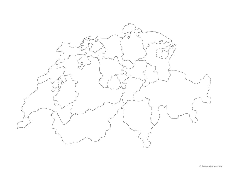 Vektor-Landkarte der Schweiz (Outline mit Regionen)