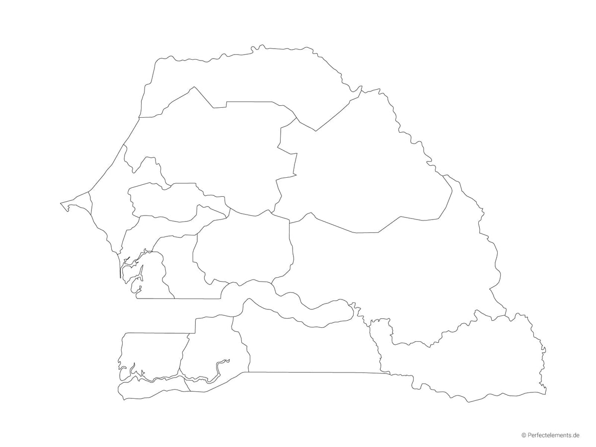 Vektor-Landkarte vom Senegal (Outline mit Regionen)