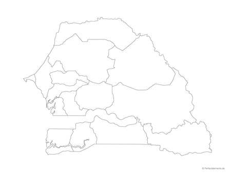 Vektor-Landkarte vom Senegal (Outline mit Regionen)