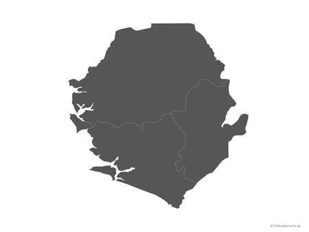 Vektor-Landkarte von Sierra Leone (Einfarbig mit Regionen)