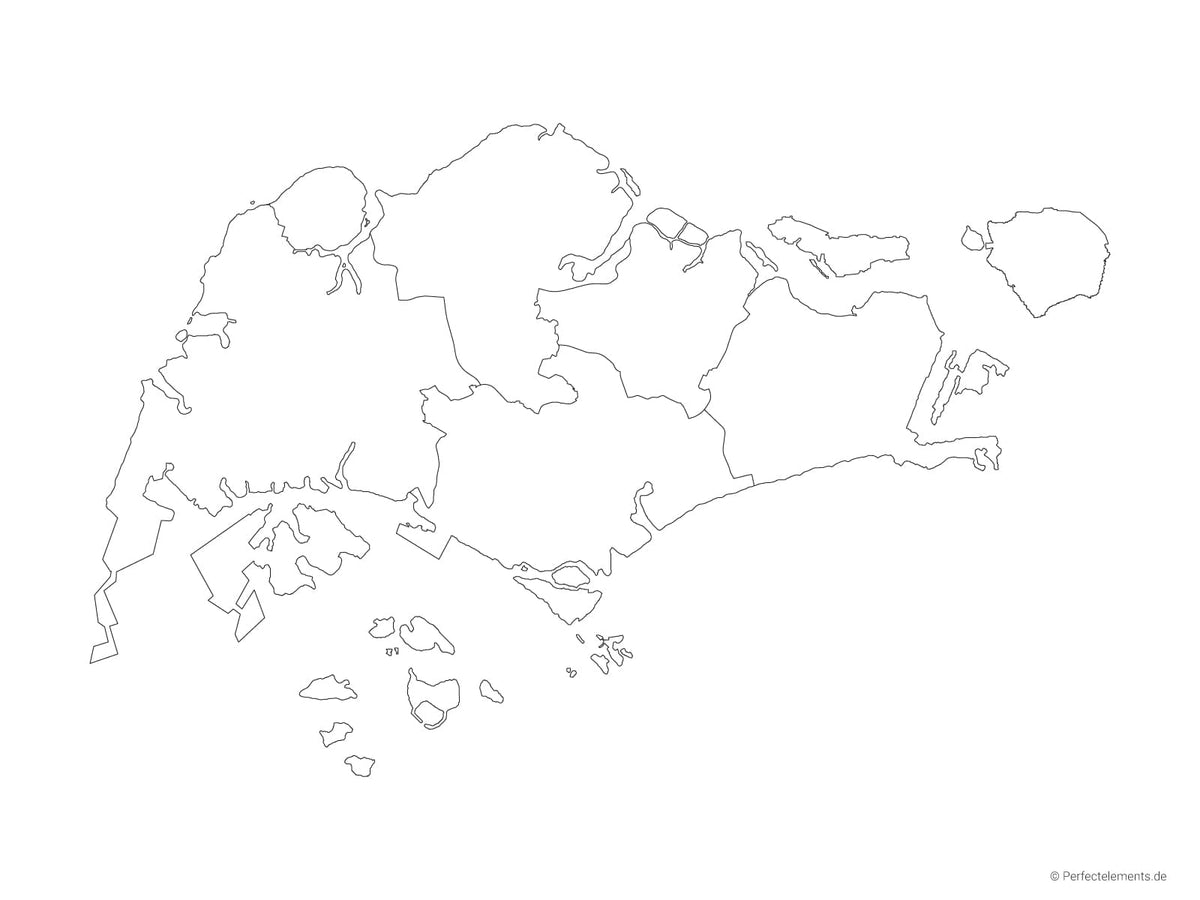 Vektor-Landkarte von Singapur (Outline mit Regionen)