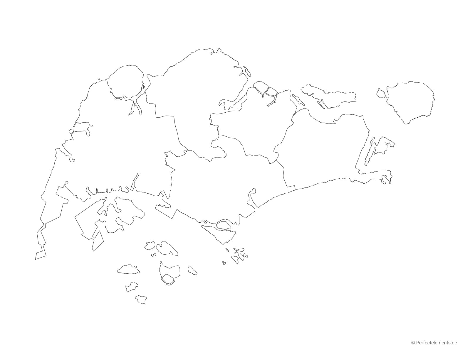 Vektor-Landkarte von Singapur (Outline mit Regionen)