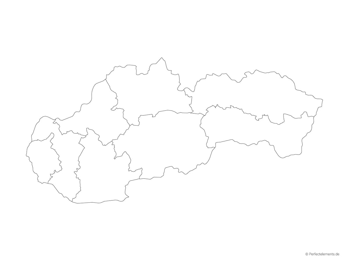 Vektor-Landkarte der Slowakei (Outline mit Regionen)