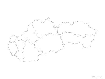 Vektor-Landkarte der Slowakei (Outline mit Regionen)