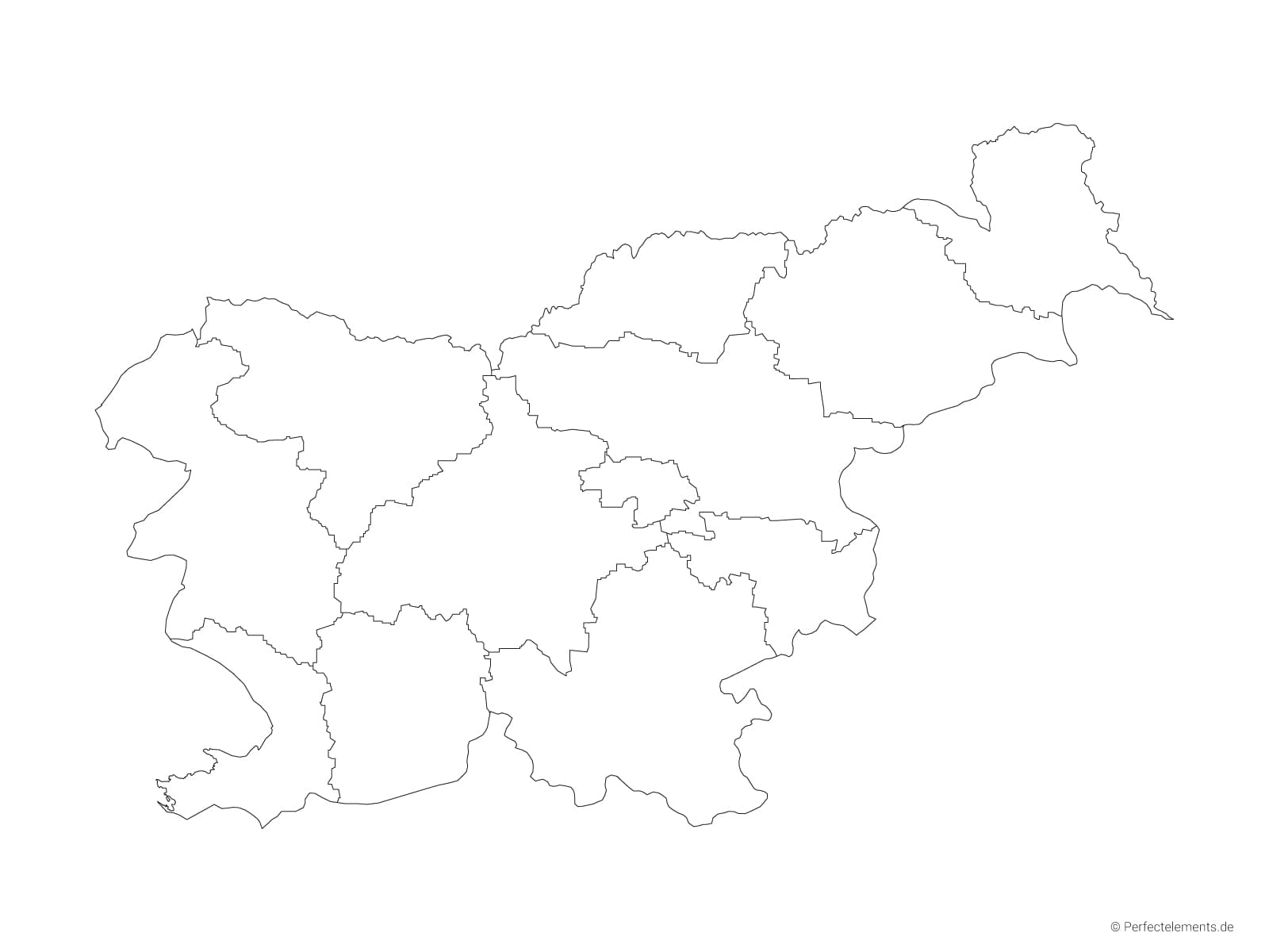 Vektor-Landkarte von Slowenien (Outline mit Regionen)