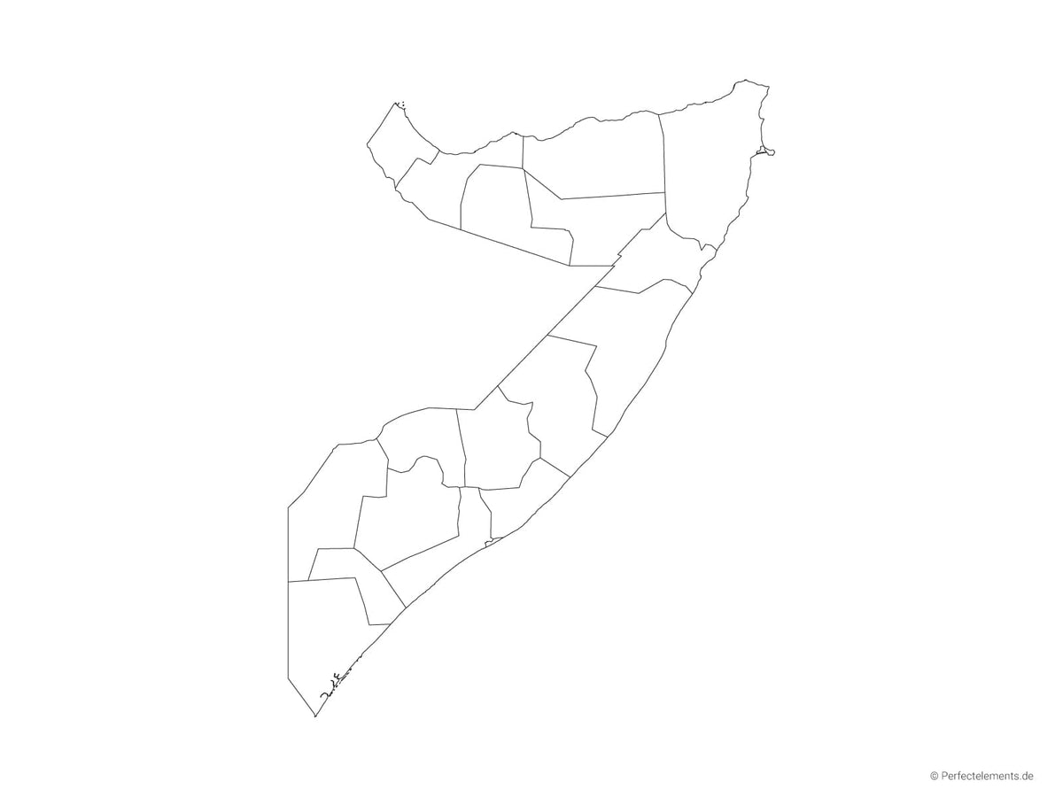 Vektor-Landkarte von Somalia (Outline mit Regionen)