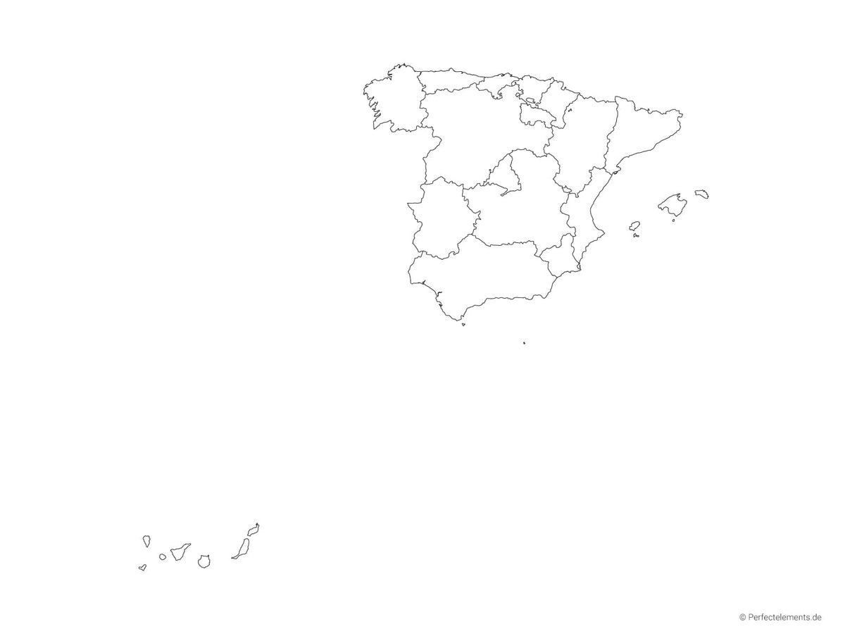 Vektor-Landkarte von Spanien (Outline mit Regionen)