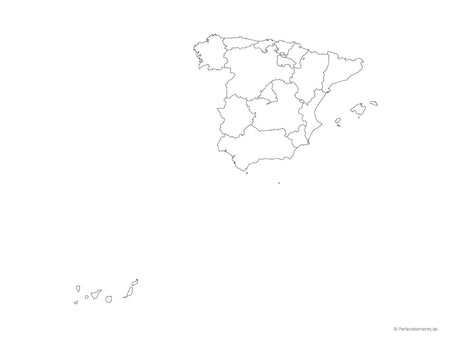 Vektor-Landkarte von Spanien (Outline mit Regionen)