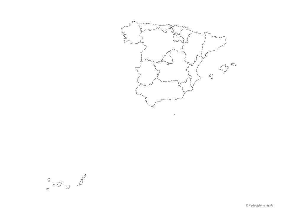 Vektor-Landkarte von Spanien (Outline mit Regionen)