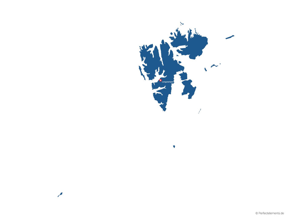 Vektor-Landkarte von Spitzbergen und Jan Mayen (Einfarbig mit Hauptstadt und Regionen)