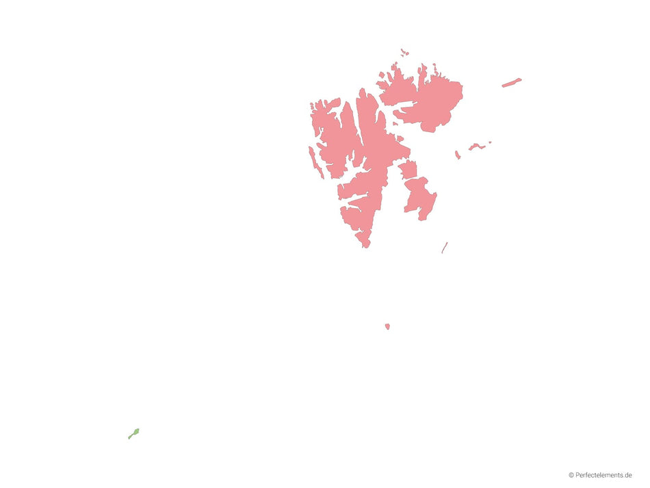 Vektor-Landkarte von Spitzbergen und Jan Mayen (Mehrfarbig mit Regionen)