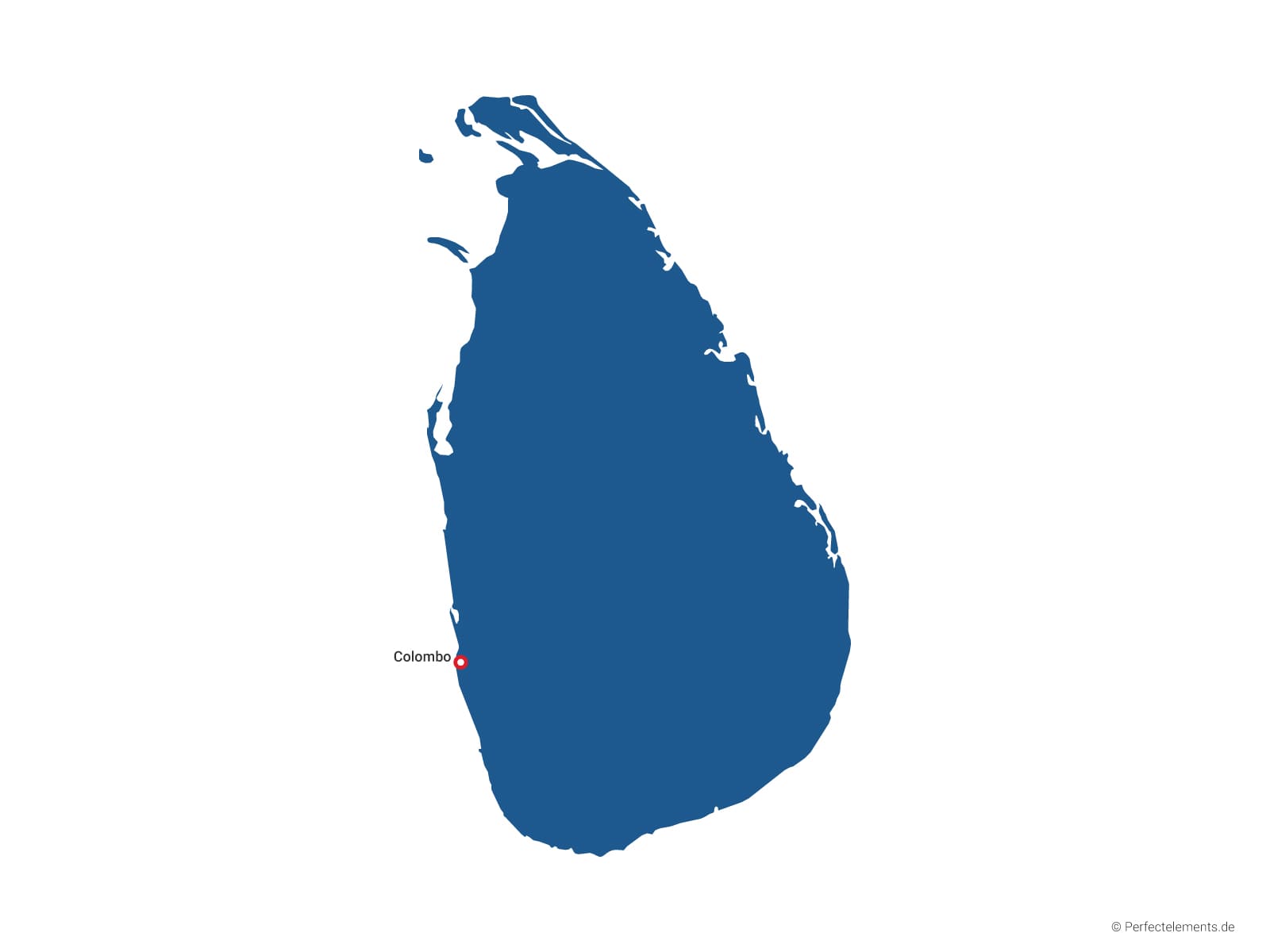 Vektor-Landkarte von Sri Lanka (Einfarbig mit Hauptstadt)