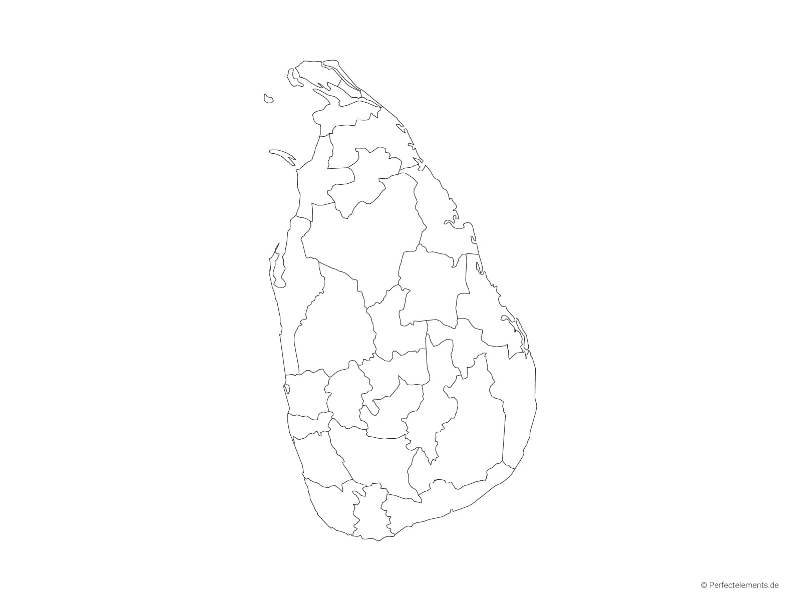 Vektor-Landkarte von Sri Lanka (Outline mit Regionen)