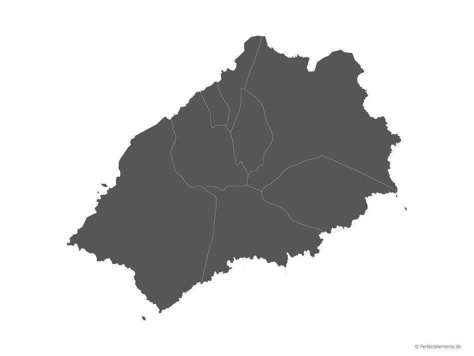 Vektor-Landkarte von St. Helena (Einfarbig mit Regionen)