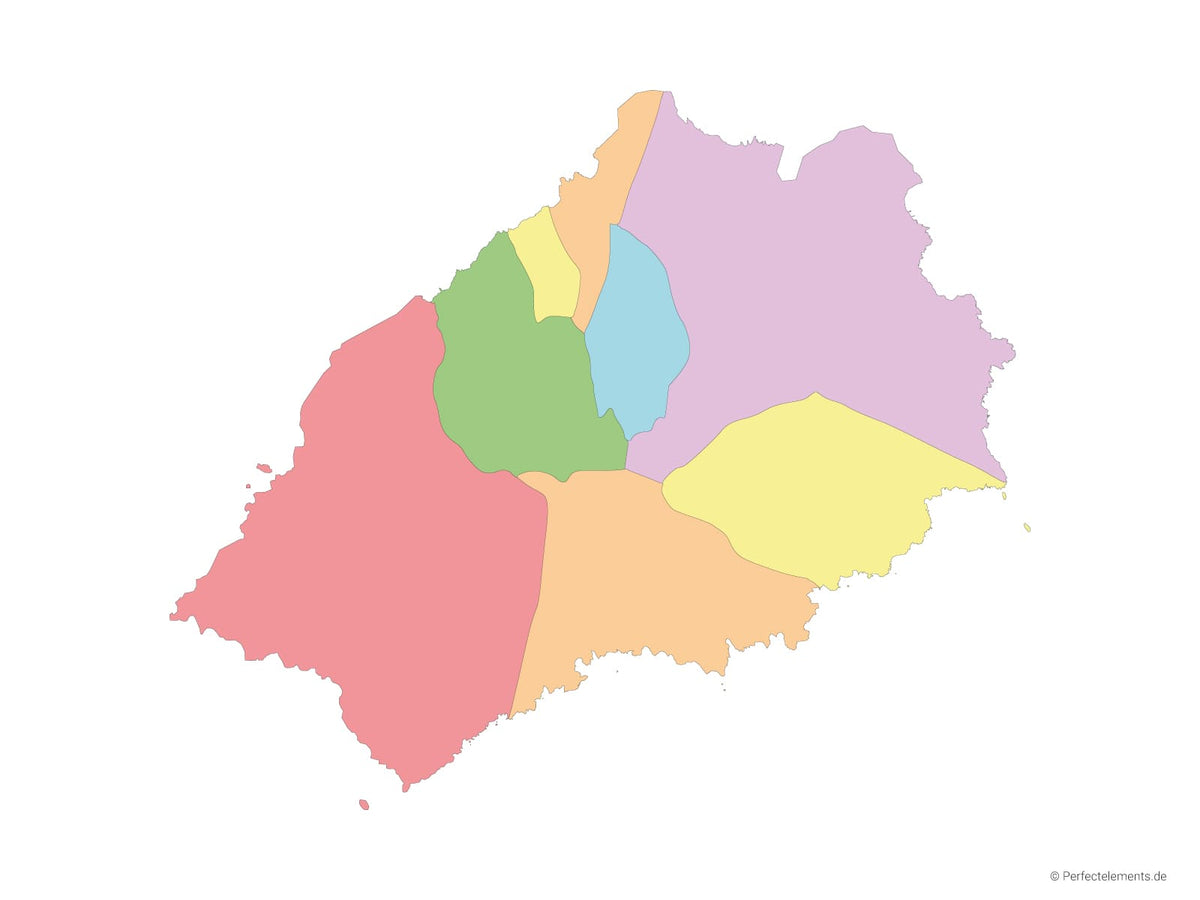 Vektor-Landkarte von St. Helena (Mehrfarbig mit Regionen)