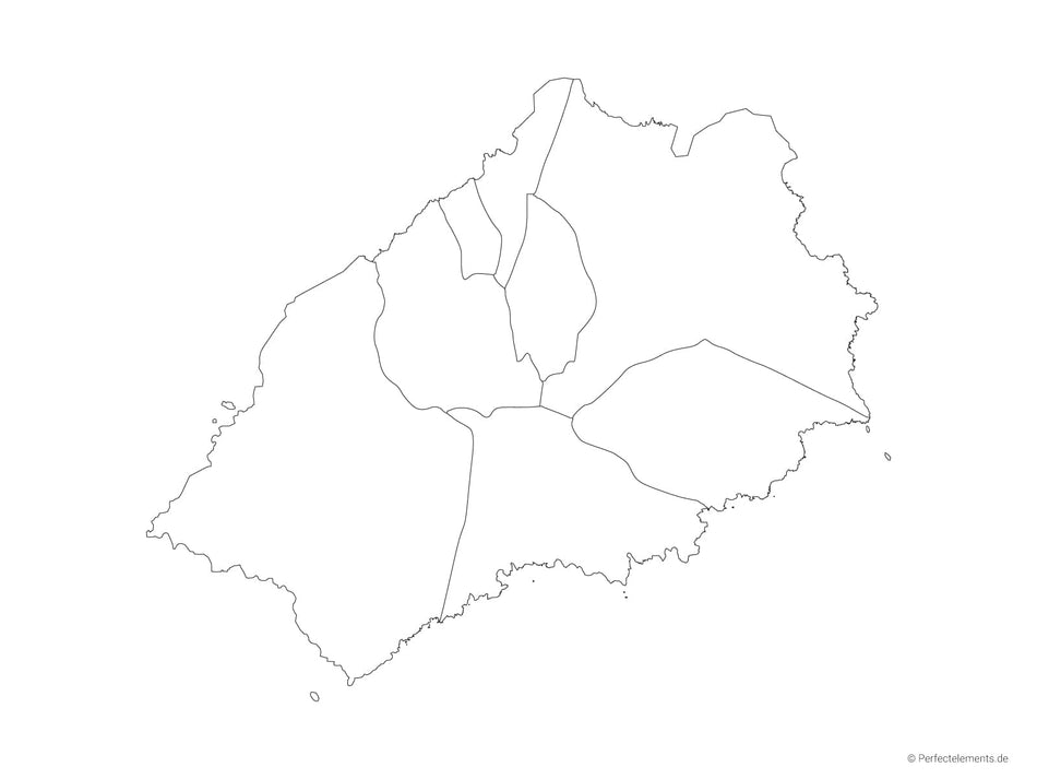 Vektor-Landkarte von St. Helena (Outline mit Regionen)