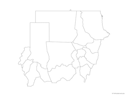 Vektor-Landkarte vom Sudan (Outline mit Regionen)