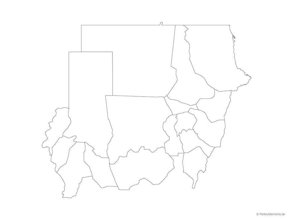 Vektor-Landkarte vom Sudan (Outline mit Regionen)