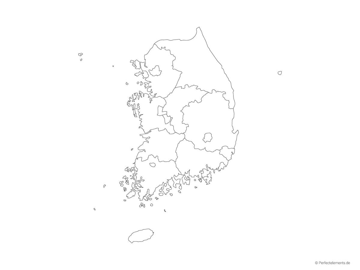 Vektor-Landkarte von Südkorea (Outline mit Regionen)